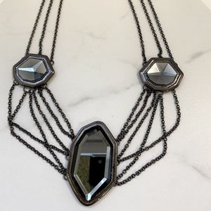 Geometric Black Glass Gem Necklace